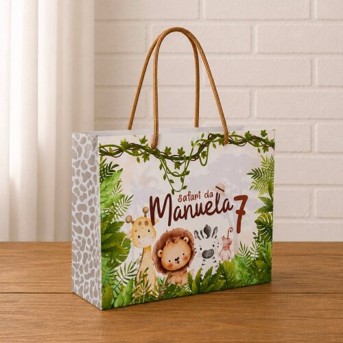 kit Sacolinha Personalizada Safari Lembrancinha Aniversário Festas 20 unidades