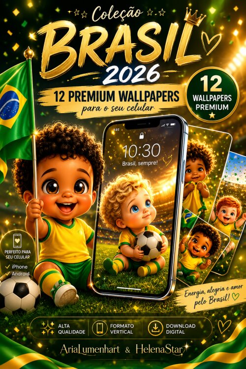 Coleção Brasil 2026 | 12 Wallpapers Premium para Celular