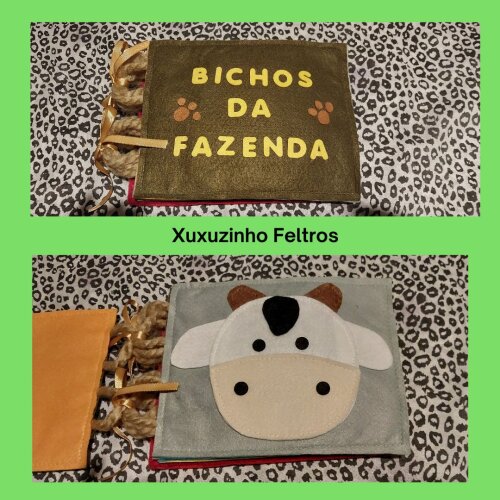 Livro sensorial em feltro Bichos da Fazenda