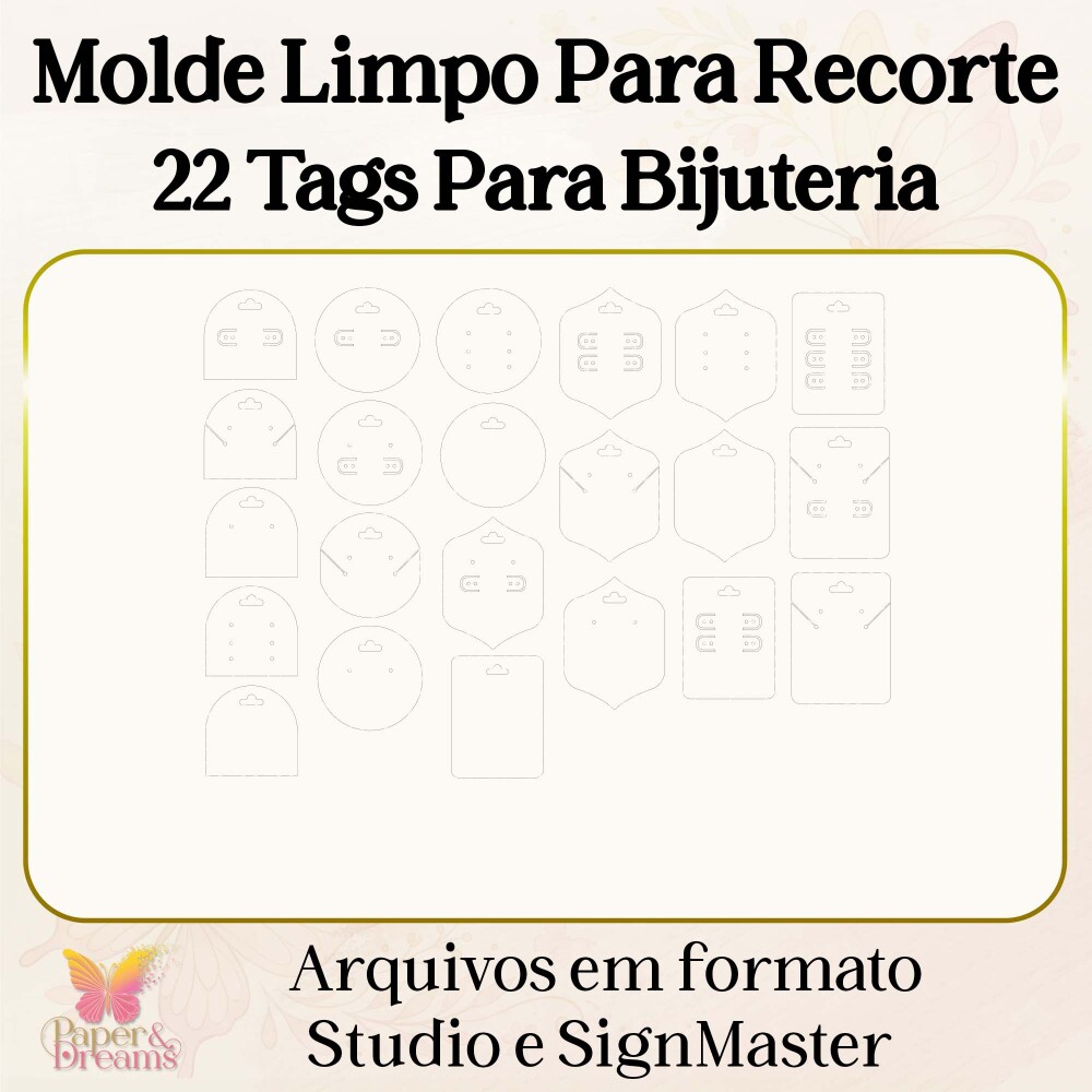 Molde Digital 22 Tags para Bijuteria Studio e Sign Master
