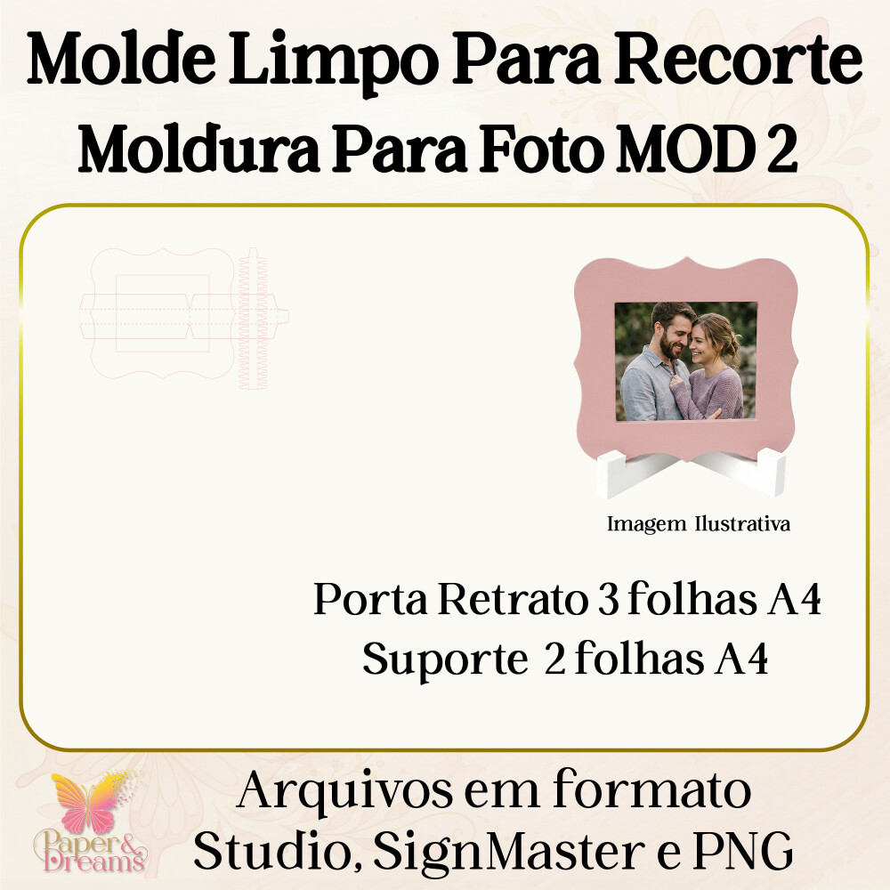 Molde Limpo - Moldura Para Foto com Suporte MOD 2 - Studio, Signm