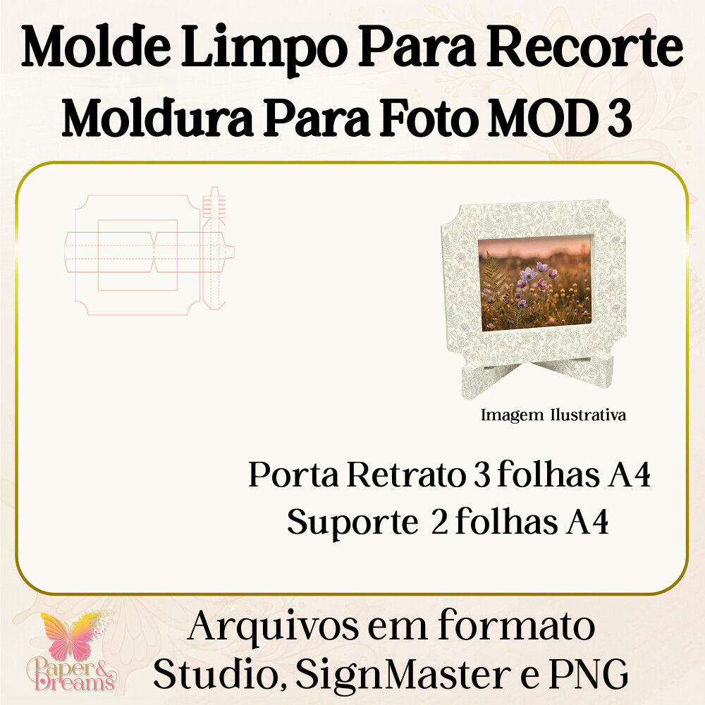 Molde Limpo - Moldura Para Foto com Suporte MOD 3 - Studio, Signm