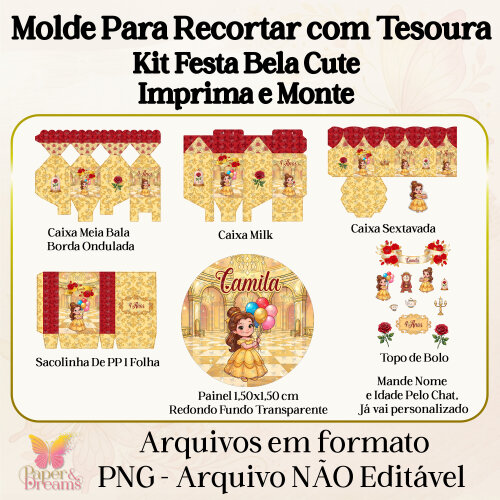 Arquivo Digital - Kit Festa Bela Cute (Molde para Tesoura)