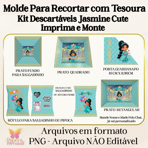 Arquivo Digital - Kit Descartáveis Jasmine Cute (Artes Prontas para Tesoura)