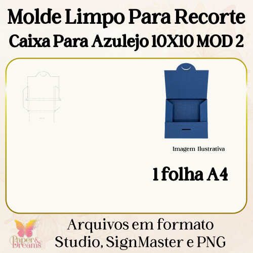Molde Digital Caixa para Azulejo 10x10 Mod 2 - Studio, Signmaster e PNG