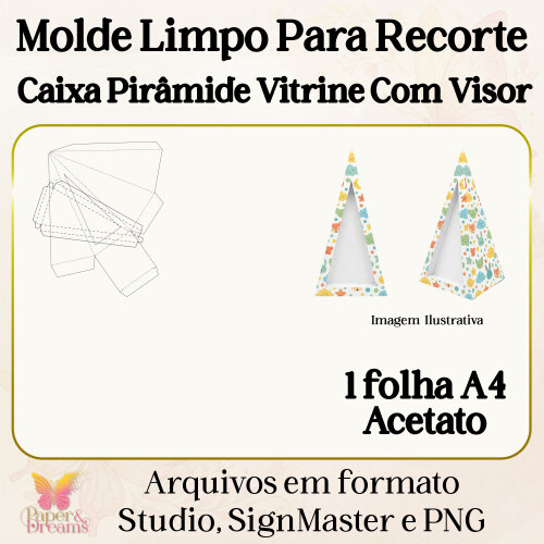 Molde Digital Caixa Pirâmide Vitrine com Visor - Studio, Signmaster e PNG