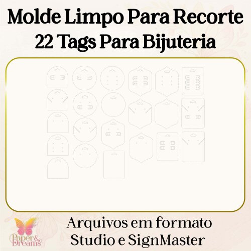 Molde Digital 22 Tags para Bijuteria Studio e Sign Master