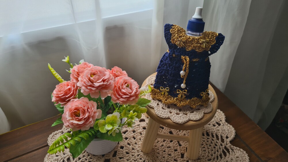 Capa para Adoçante Vestidinho 'Cinderela Dourado com Azul Raven