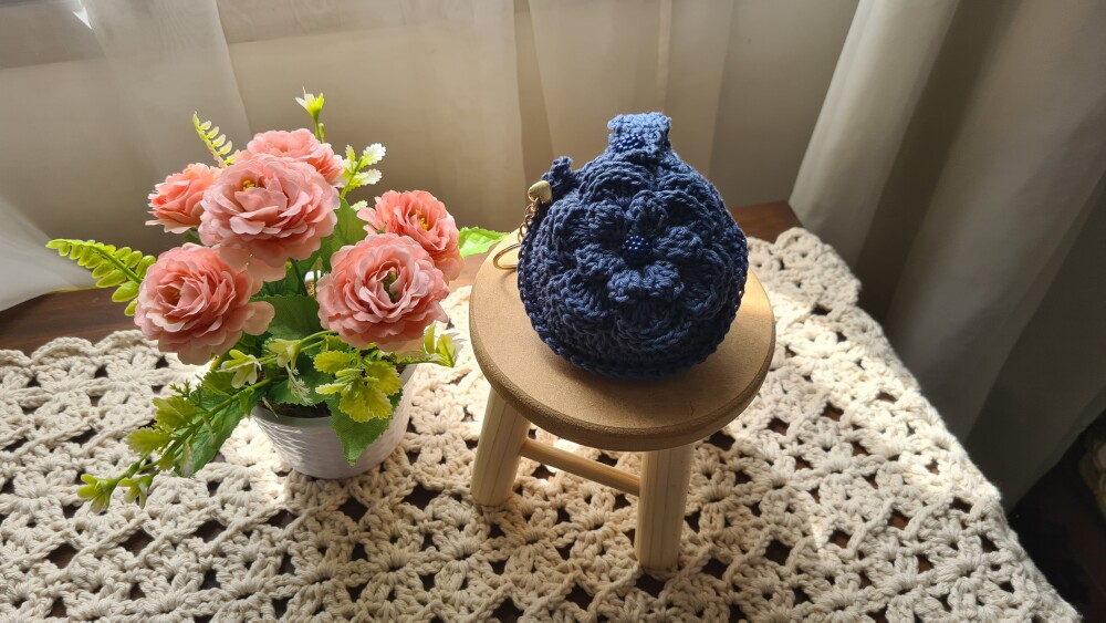 Case em crochê para Fone de ouvidos (Azul Náutico)