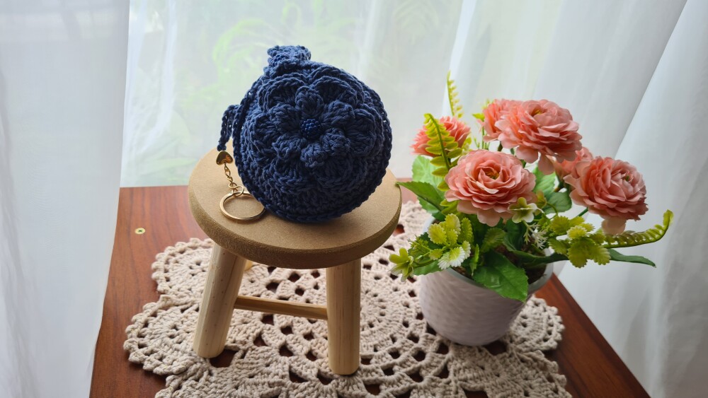 Case em crochê para Fone de ouvidos (Azul Náutico)