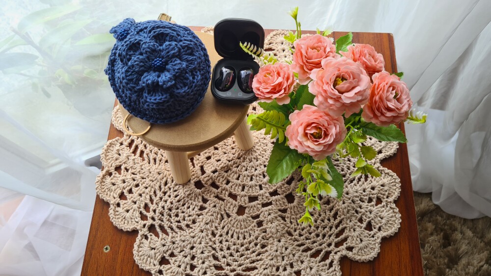 Case em crochê para Fone de ouvidos (Azul Náutico)
