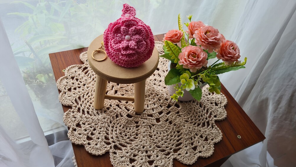 Case em crochê para Fone de ouvidos (Rosa)
