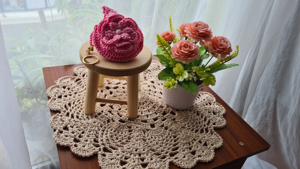 Case em crochê para Fone de ouvidos (Rosa)