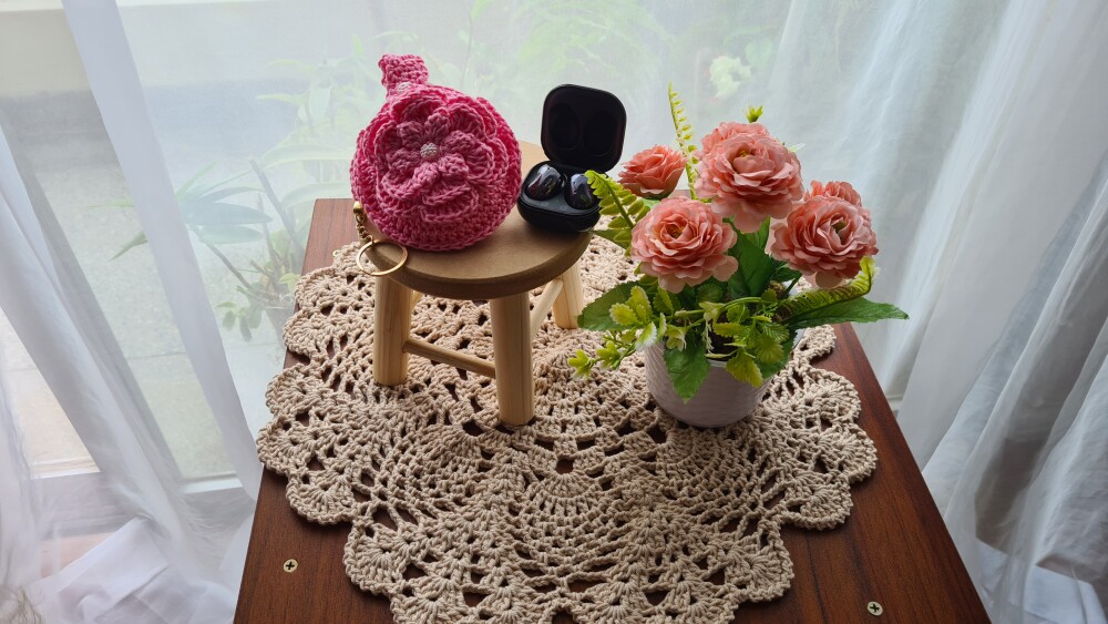 Case em crochê para Fone de ouvidos (Rosa)