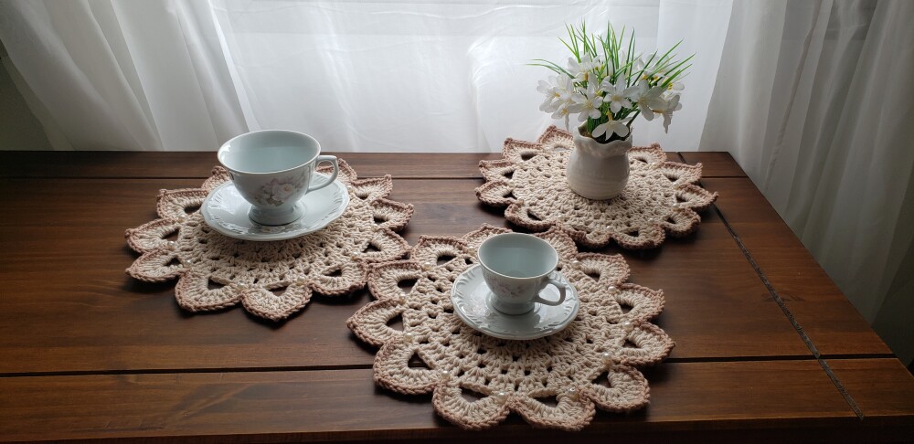 Mini Sousplat em Crochê Café, ou Chá Porcelana (06 unidades)