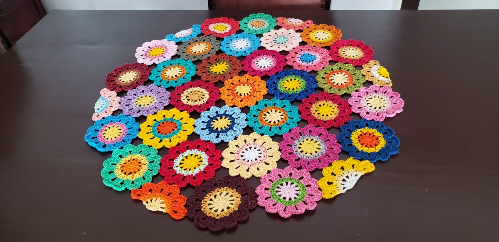 Toalha Flores Japonesa Redonda 60 cm