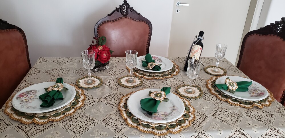 Sousplat em crochê Luxo Turco Militar (18 peças)