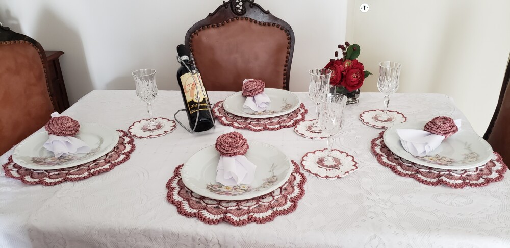 Sousplat em crochê Luxo Turco Camafeu (12 peças)