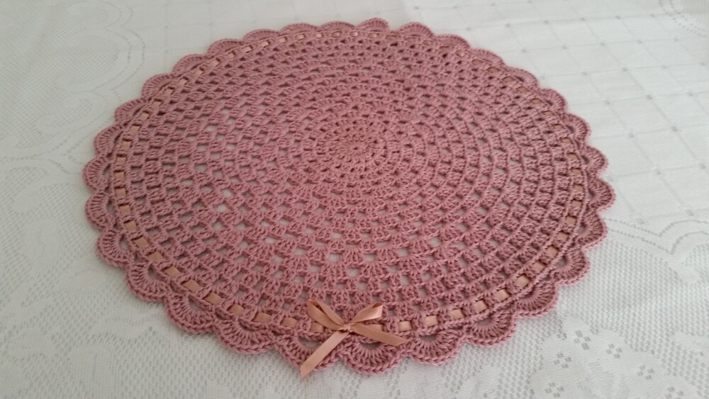 Sousplat Crochê Rosa Antigo (12 peças)