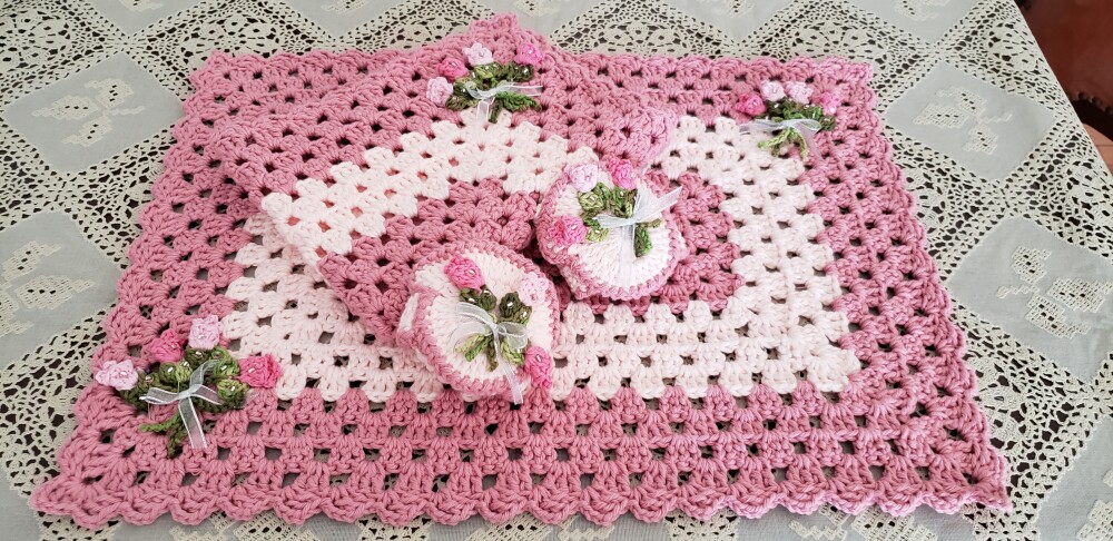 Jogo Americano Rosa Quartzo Tulipinhas (02 Pessoas)