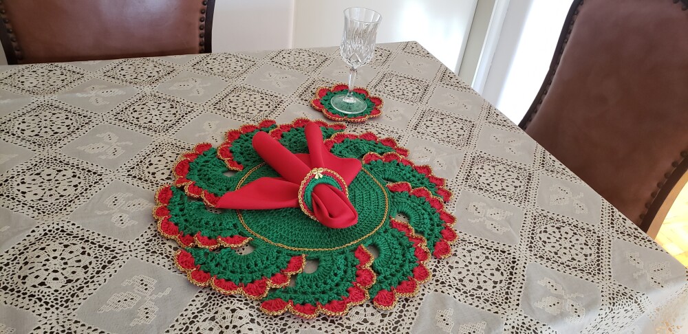 Sousplat Verde Vermelho (02 Pessoas)