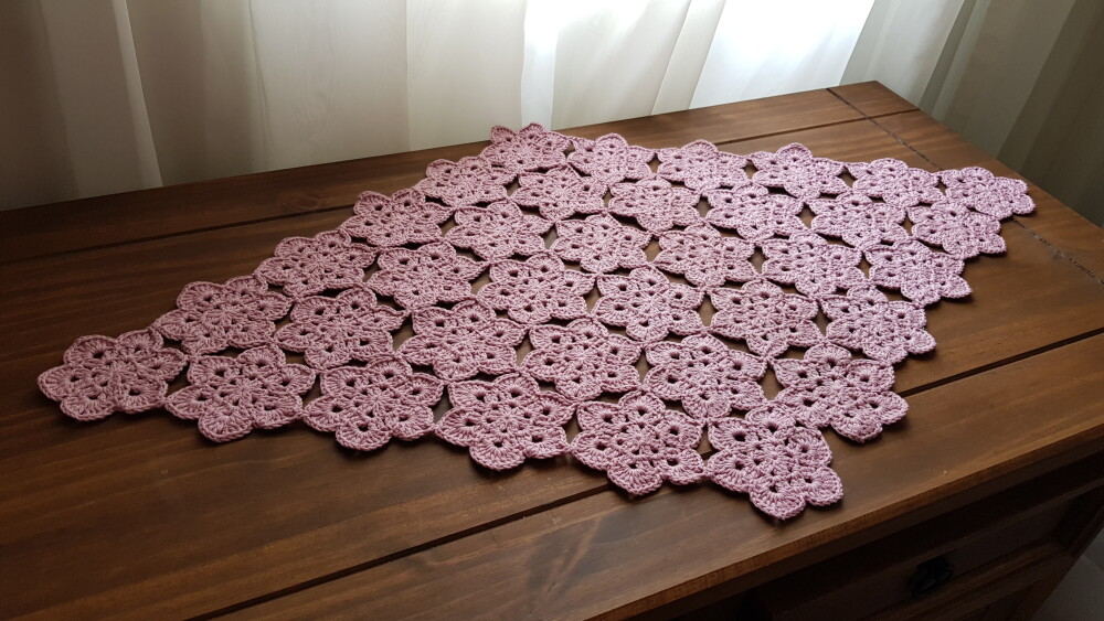 Centro de Mesa em Crochê Mini Flor Rosa ANTIGO