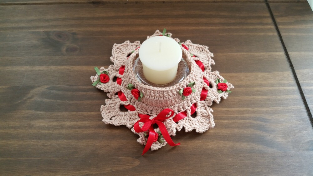 Par de Porta Velas em Crochê