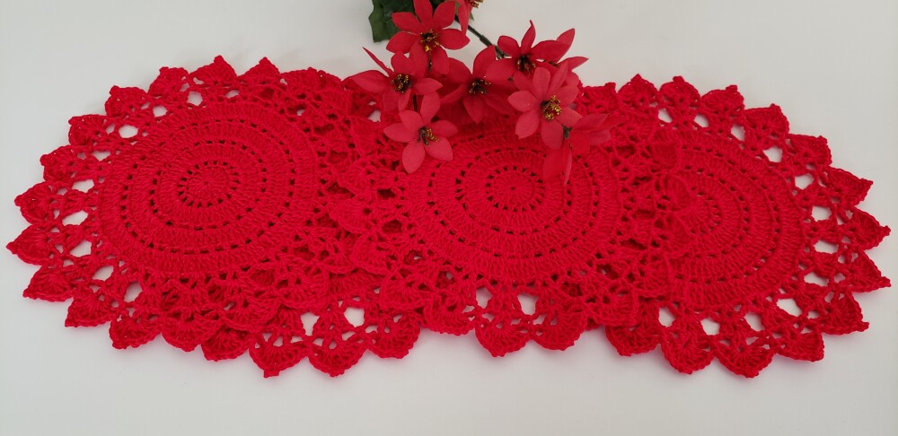 Jogo de Toalhinhas em Crochê Vermelho (20 cm)