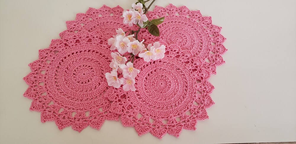 Jogo de Toalhinhas em Crochê Rosália (20 cm)