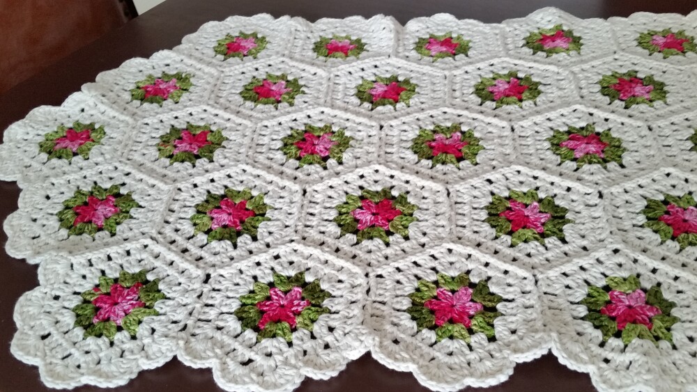 Caminho de Mesa Sextavado Mescla Pink
