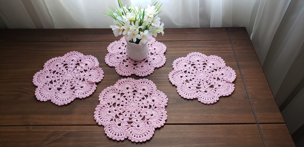 Jogo de 04 Toalhinhas Charme (Rosa)