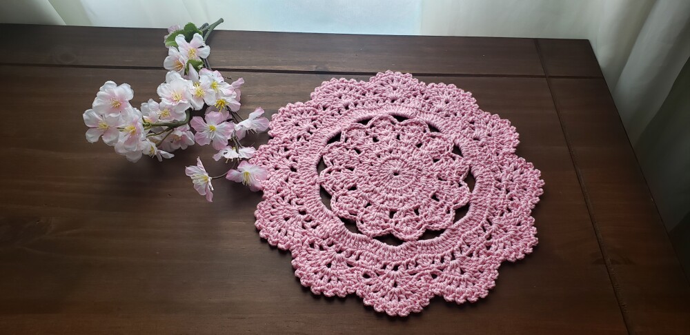 Jogo em crochê Toalhinhas Rosa Candy
