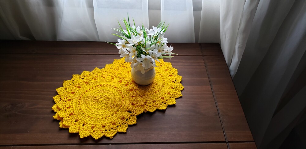 Jogo Toalhinhas em Crochê Sunflower  (25 cm)