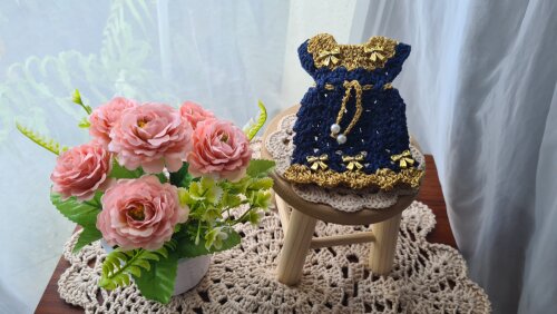 Capa para Adoçante Vestidinho 'Cinderela Dourado com Azul Raven