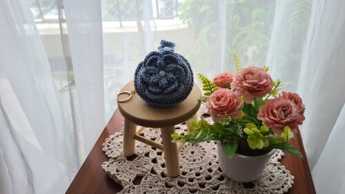 Case em crochê para Fone de ouvidos ( Azul Aquário)