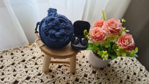 Case em crochê para Fone de ouvidos (Azul Náutico)