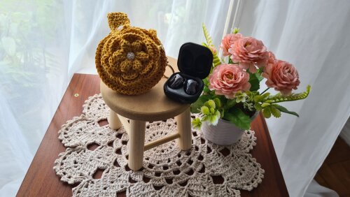 Case em crochê para Fone de Ouvidos (Mostarda)