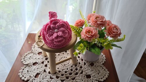 Case em crochê para Fone de ouvidos (Rosa)