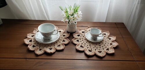 Mini Sousplat em Crochê Café, ou Chá Porcelana (06 unidades)