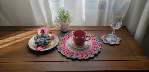 Sousplat Café, Chá da Tarde Arco  Iris ( 19 peças)