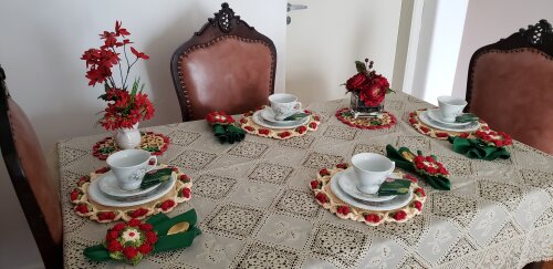 Sousplat em Crochê Chá Framboesa (12 peças)
