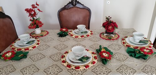 Sousplat em Crochê Chá Framboesa (12 peças)
