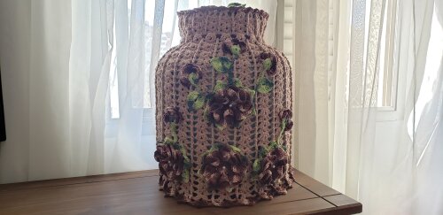 Capa em Crochê para Botijão de Gás com Flores