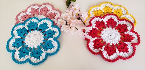Descanso de Panelas em Crochê Flores Coloridas