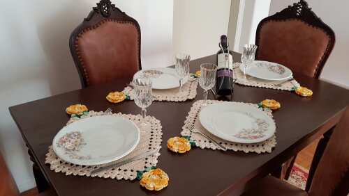 Jogo Americano em Crochê Flores Mescladas Amarela