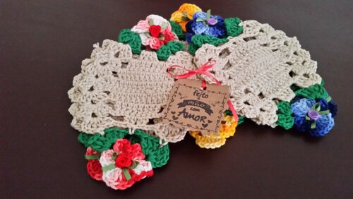 Descanso de Copos com Flores Mescladas (06 unidades)