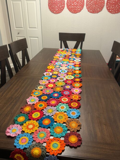 Trilho de Mesa em crochê Flores Japonesas (2,60 )