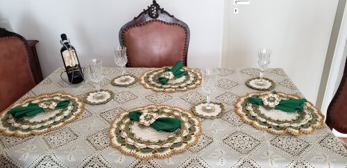 Sousplat em crochê Luxo Turco Militar (18 peças)