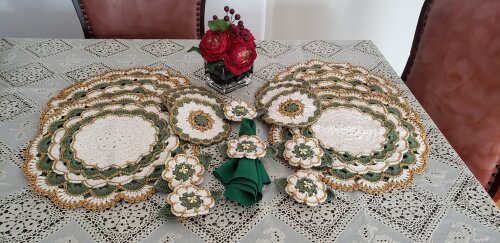 Sousplat em crochê Luxo Turco Militar (18 peças)