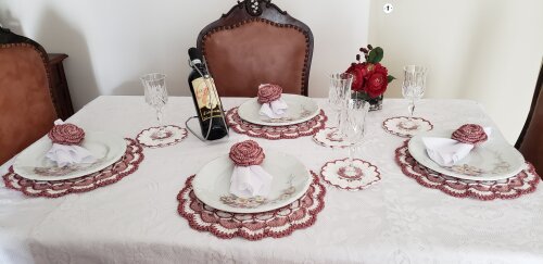 Sousplat em crochê Luxo Turco Camafeu (12 peças)